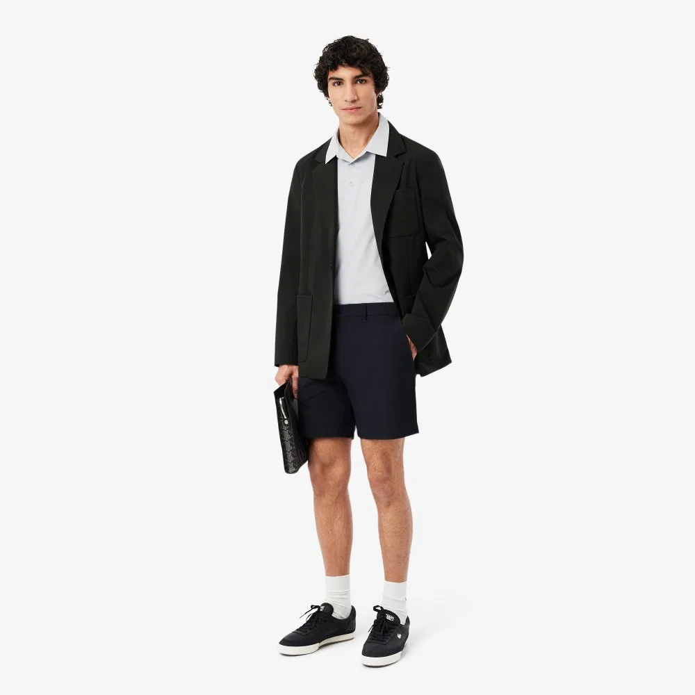 Мужские тёмно-синие твиловые шорты-чиносы бермуды от Lacoste — фото 4
