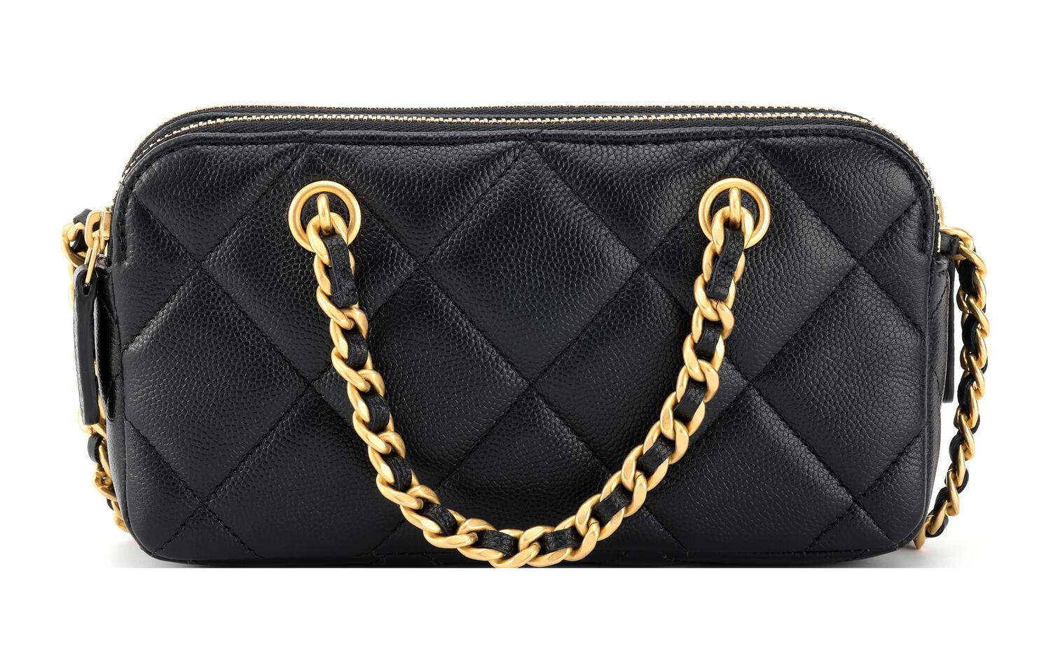 CHANEL Кожаная сумка для телефона через плечо женская черная — фото 3