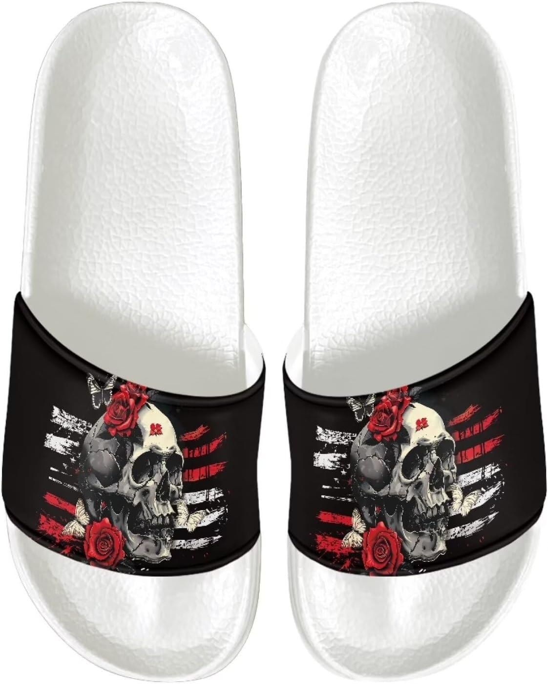 

Мужские сандалии с противоскользящей подошвой, ультракомфортные шлепанцы, легко надеваются, быстро сохнут, для душа, ванны, спа и бассейна, легкие шлепанцы с открытым носком Psesaysky, American Skull