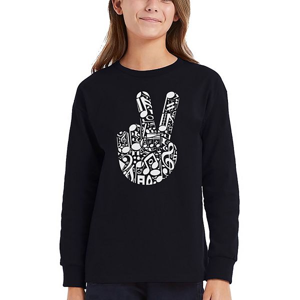 

Футболка с длинным рукавом Peace finger notes для девочек La Pop Art, Black