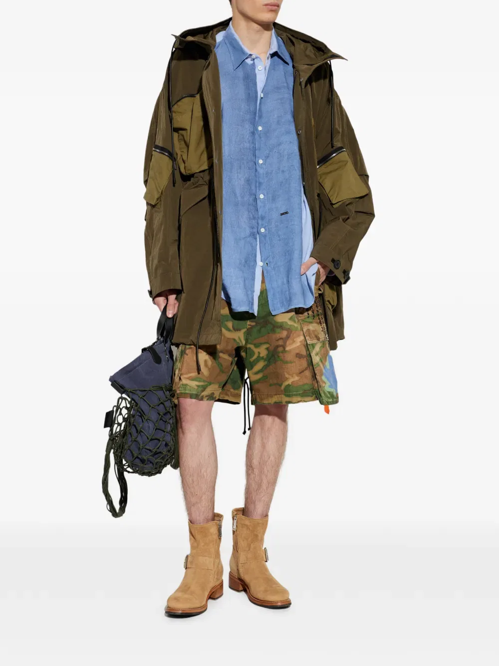 Карго-Шорты с камуфляжным принтом и отделкой кристаллами Dsquared2, зеленый — фото 2