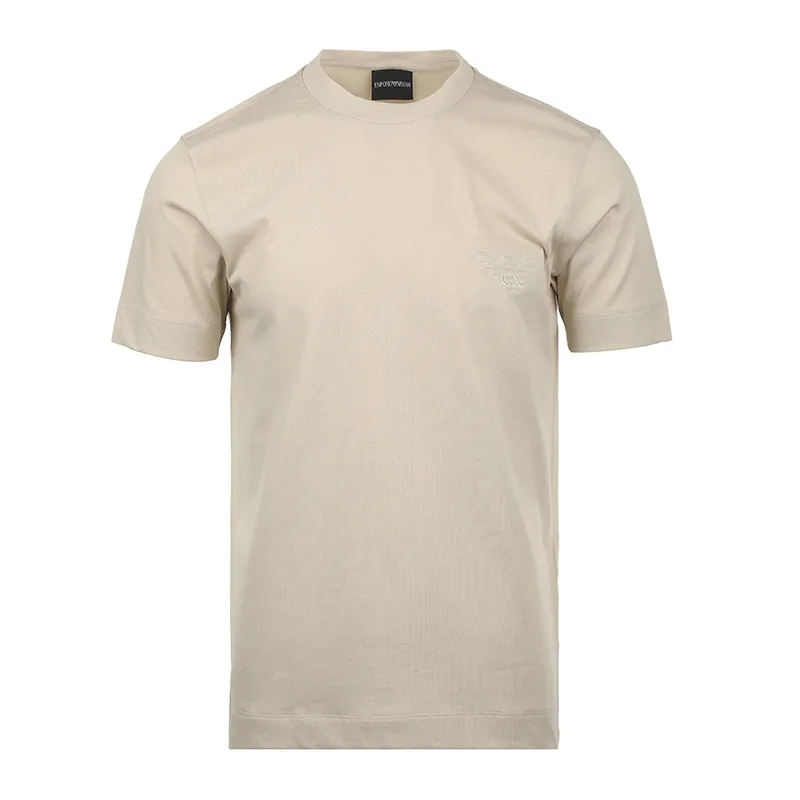 Футболка SS26 Solid Color с коротким рукавом мужская EMPORIO ARMANI, бежевый