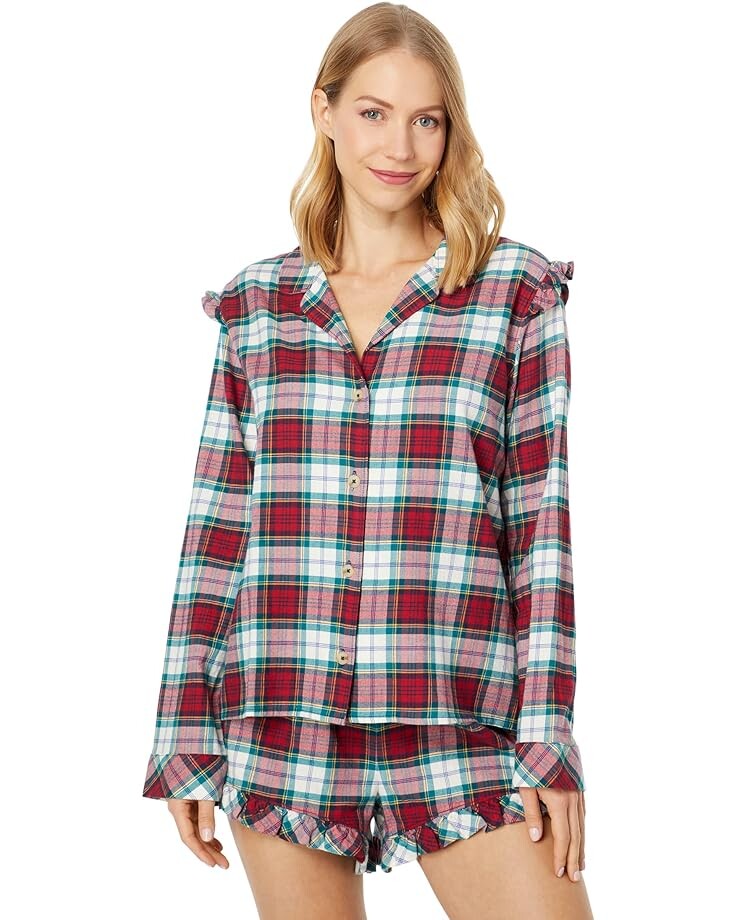 

Пижамный комплект Southern Tide Pinedrop Plaid Lounge Set, цвет Charleston Red