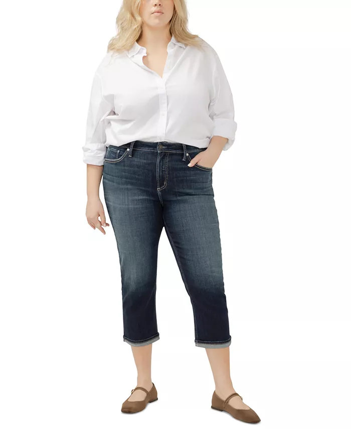 

Джинсы Avery с манжетами больших размеров Silver Jeans Co., синий