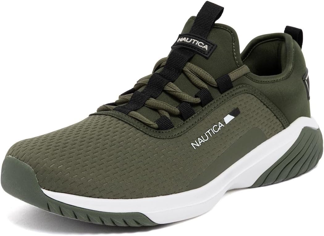 

Мужские кроссовки Nautica - стильная и комфортная повседневная обувь для модной ходьбы и бега, Атлетическая обувь на шнуровке, Olive Cedarval