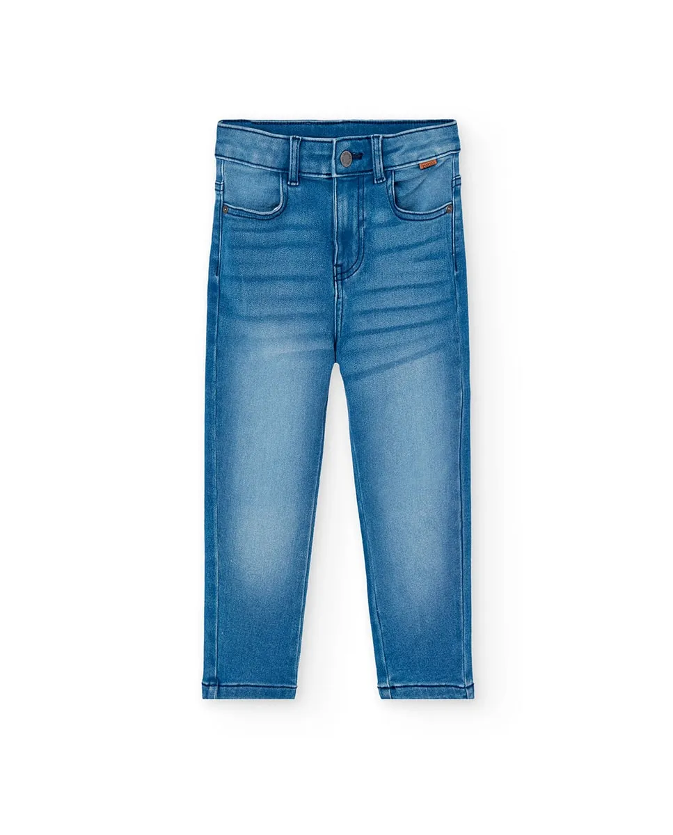 

Джинсы для малыша с резинкой на поясе и шлёвками Boboli, синий