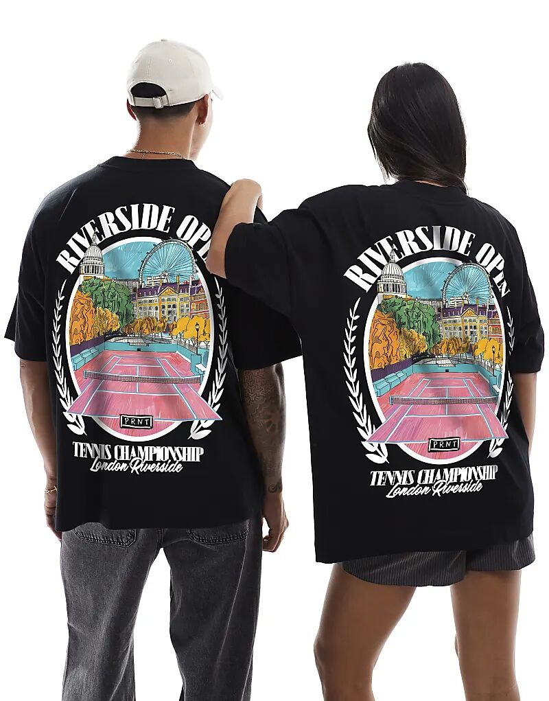 

Футболка PRNT riverside open oversize черного цвета