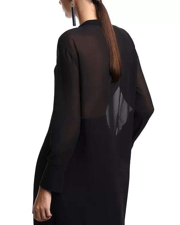 Длинная рубашка из техно-жоржета Emporio Armani, Black — фото 3