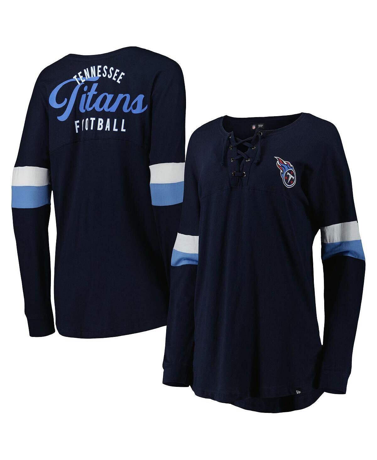 

Женская темно-синяя футболка Tennessee Titans Athletic Varsity со шнуровкой и длинными рукавами New Era, темно-синий