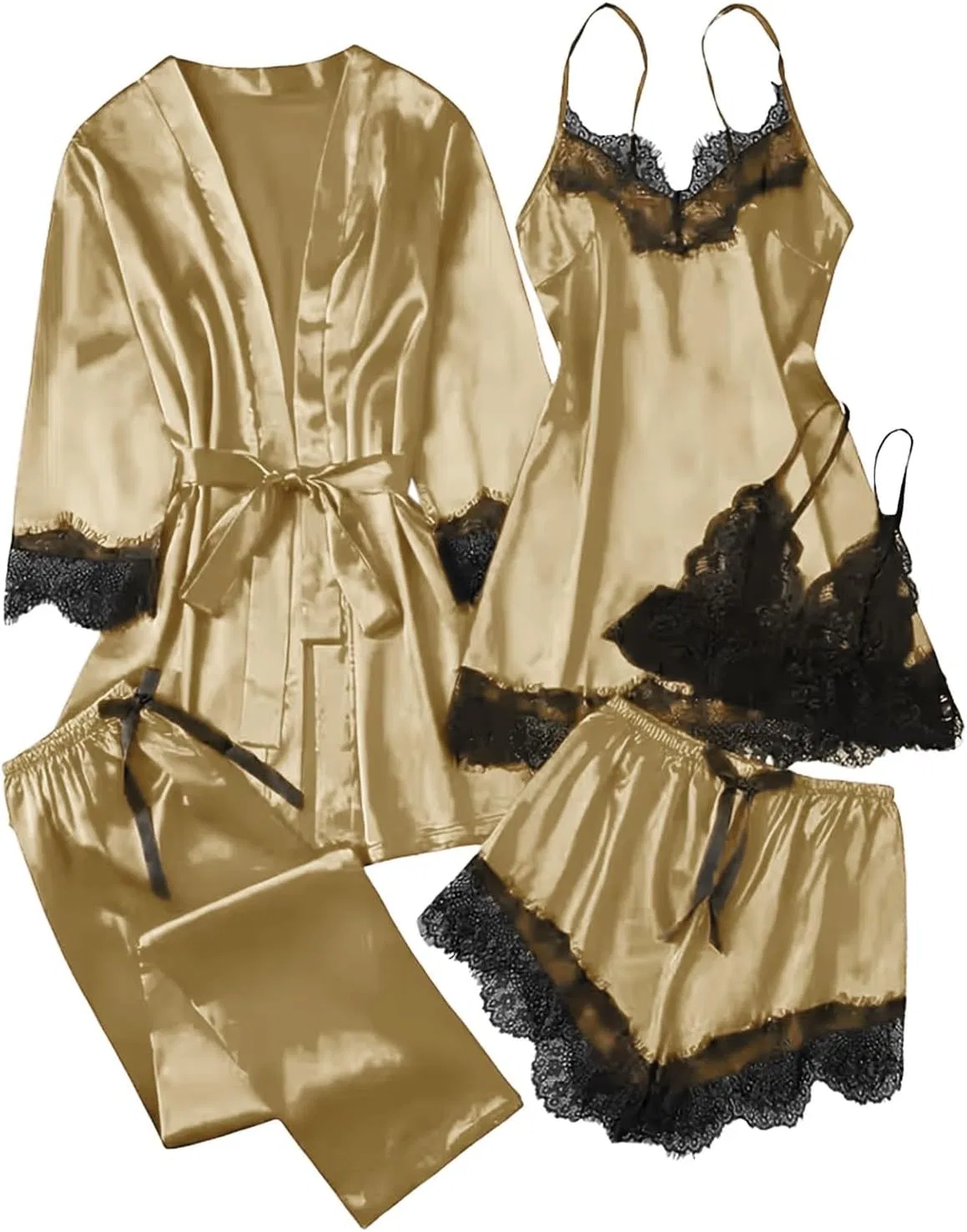 Комплект пижамы с кружевом, Khaki