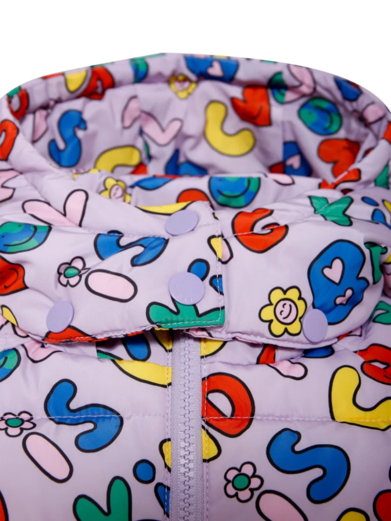 Плащ с капюшоном и принтом Earth Friends Stella McCartney Kids, фиолетовый — фото 3