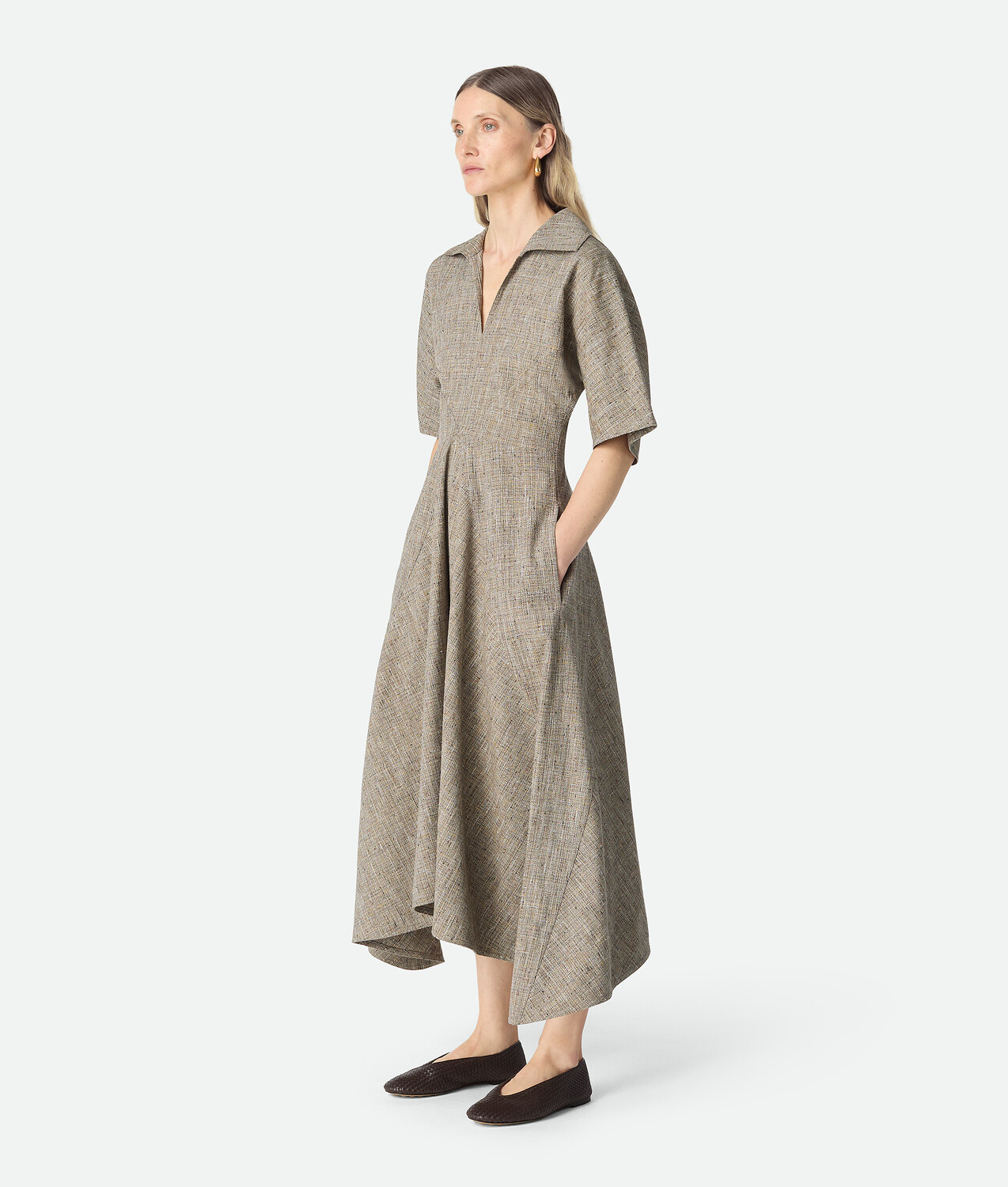 Fleck viscose dress BOTTEGA VENETA, сахара мел/мульти — фото 2