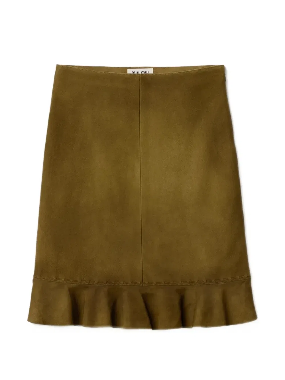Юбка из вощеной замши MIU MIU, зеленый