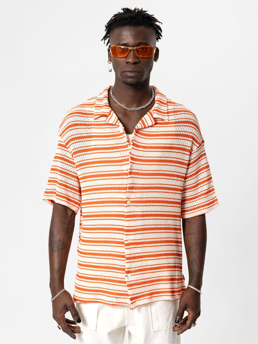 

Рубашка на пуговицах Comfort fit VAMOS CLO, цвет Orange/White