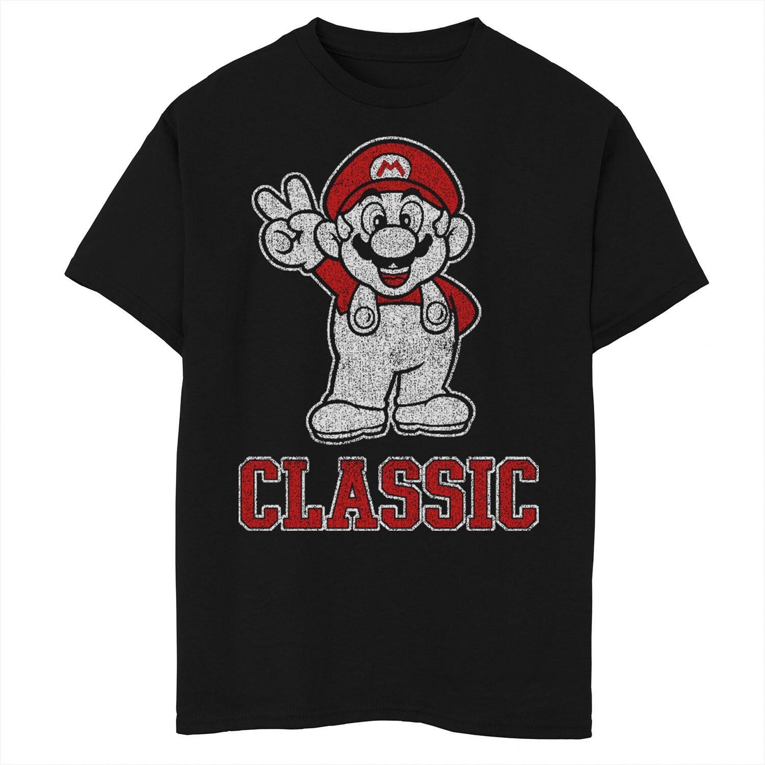 

Классическая футболка со знаком мира Nintendo Super Mario для мальчиков 8–20 лет Licensed Character, черный