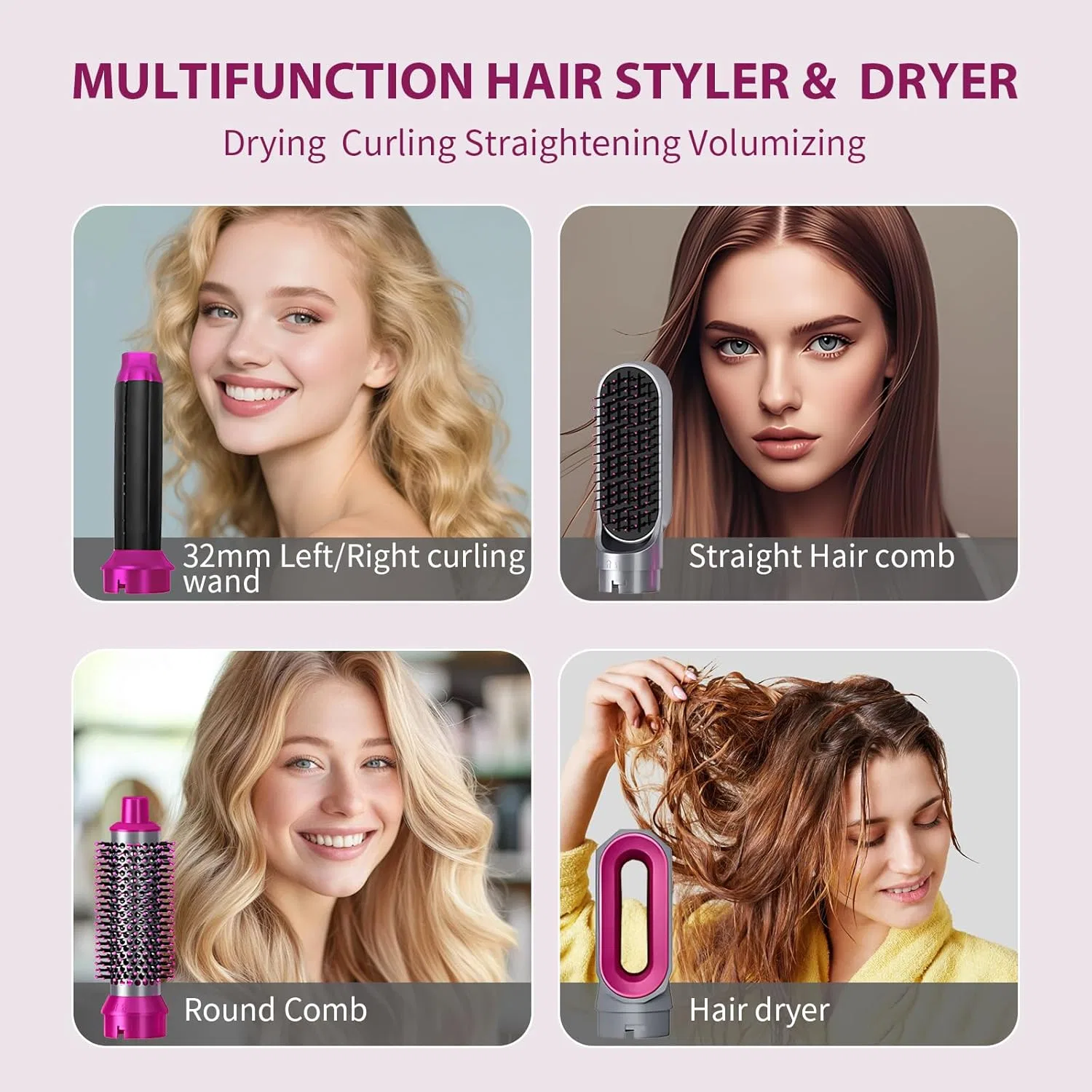 Набор для укладки волос 5-в-1 Air Styler 1000 Вт с ионизатором Smallwell — фото 4
