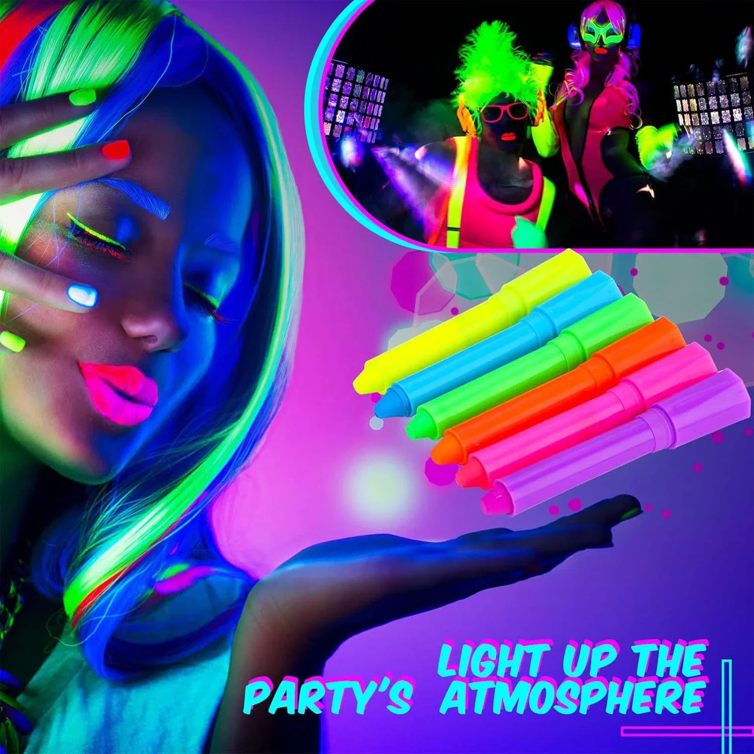 Набор для боди-арта Glow in the Dark Body Paint, 6 цветов, 14.8x16x2.2 см — фото 3