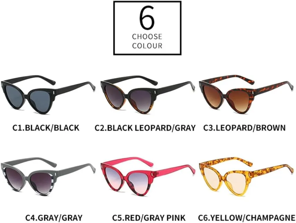 

Модные солнцезащитные очки «кошачий глаз» с заклепками для женщин, модный узор, желтый леопардовый градиент, защита от УФ-излучения UV400 SZVVBKK, Leopard Tea