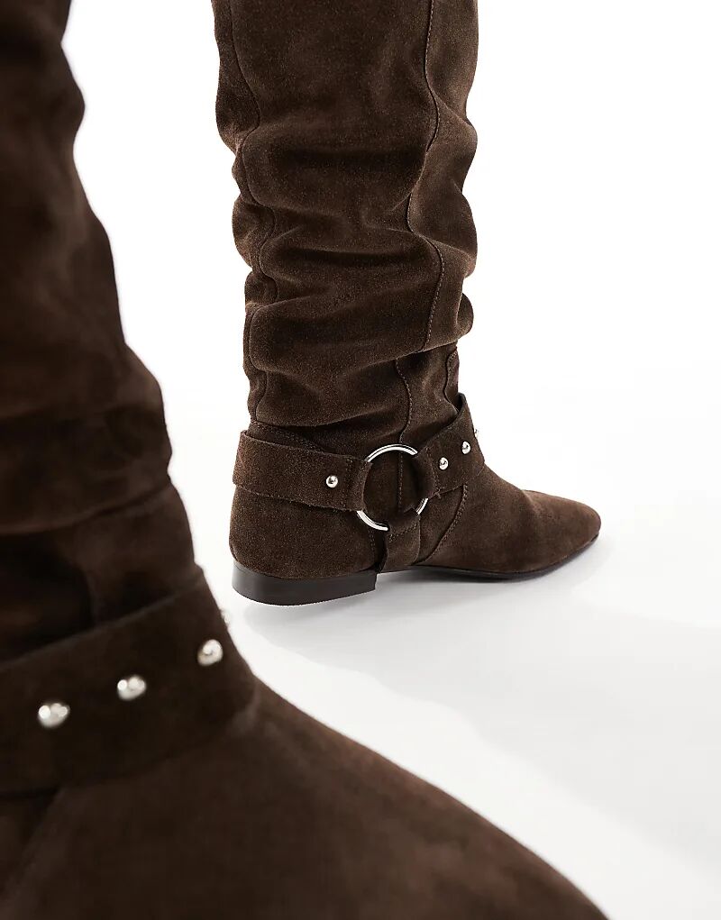 Сапоги-пикси Schuh Dallas slochy из коричневой замши — фото 2