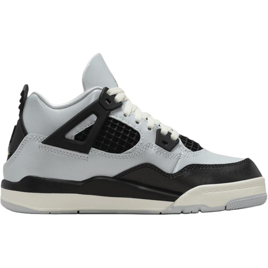 Детские баскетбольные кроссовки Jordan Air 4 Anti-Slip с высоким верхом, устойчивые к скольжению и износу, серо-черные для детей 3-7 лет — фото 2