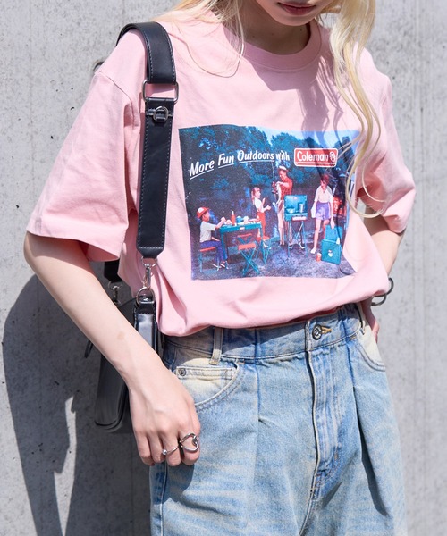 

Футболка винтажная с принтом Coleman, розовый