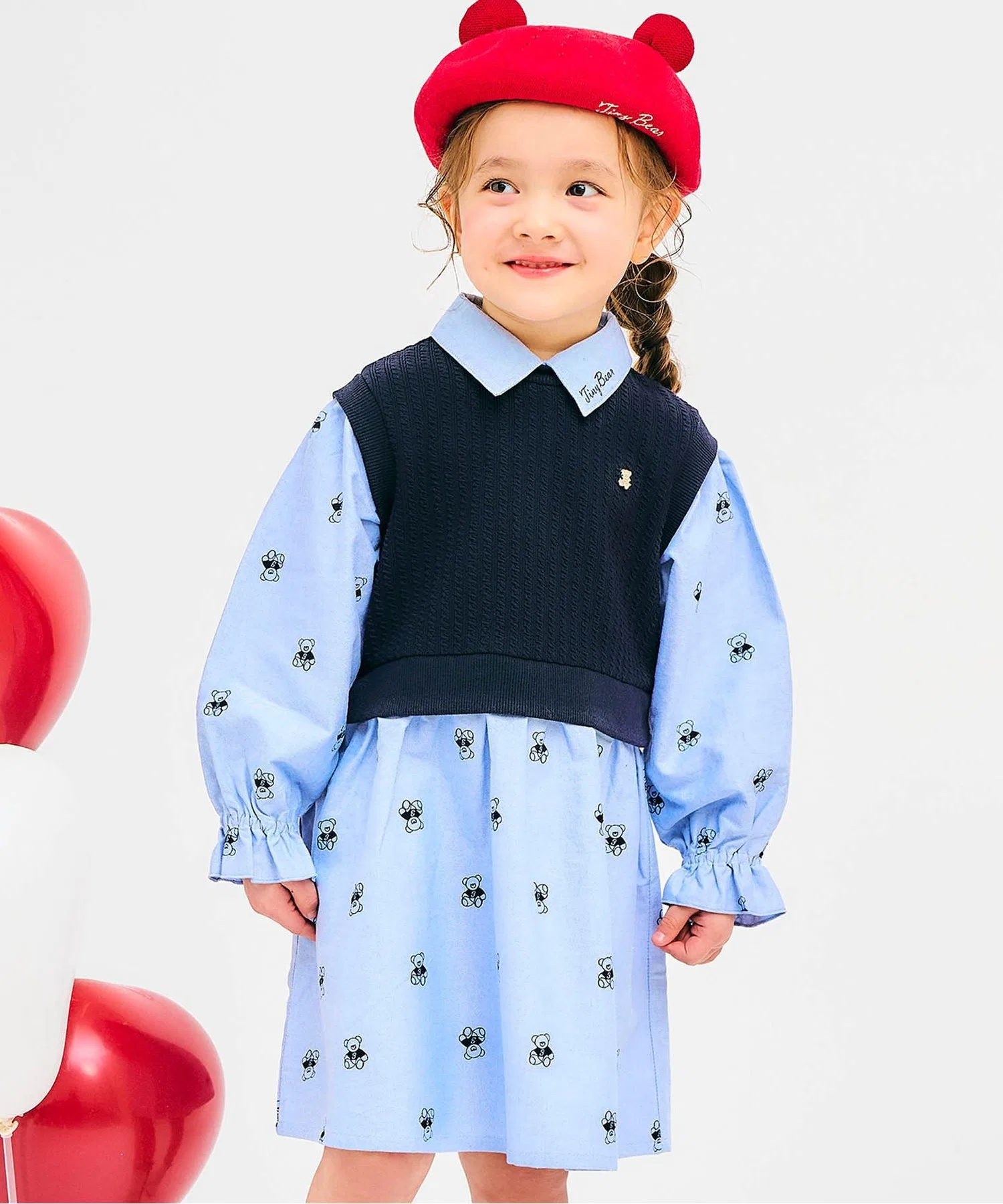 Детское платье apres les cours tiny bear с вязаным жилетом