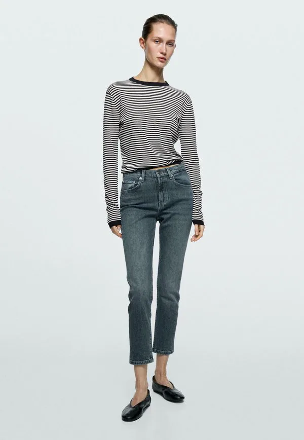 Укороченные джинсы облегающего кроя Massimo Dutti, Dark Blue — фото 2