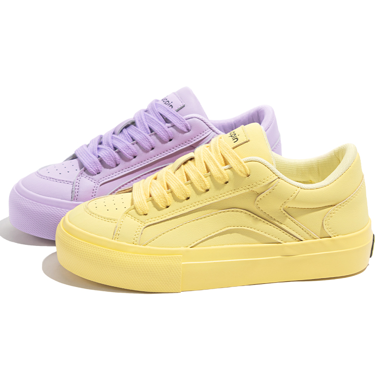 

TUOPIN Скользоустойчивые водонепроницаемые износостойкие низкие скейтерские кроссовки Unisex желто-фиолетовые непарные, цвет Yellow Purple Mismatched