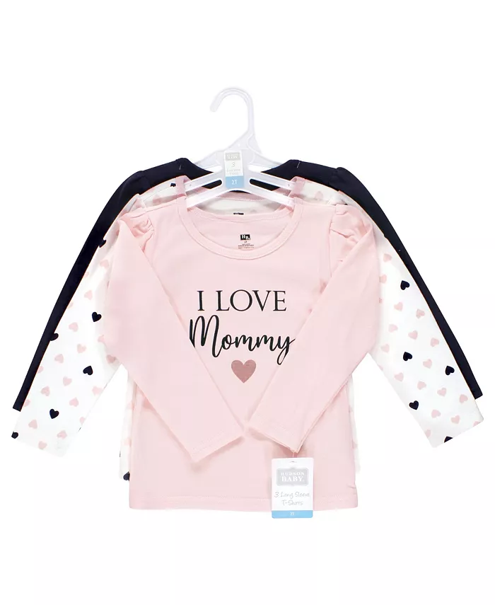 Детская футболка с длинным рукавом для девочек Hudson Mommy Pink Navy, по месяцам Hudson Baby, розовый — фото 2