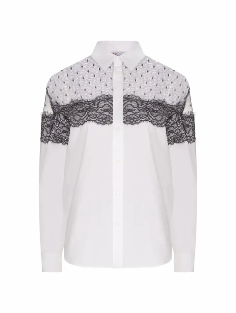 

Хлопковая рубашка с кружевом RED Valentino, белый