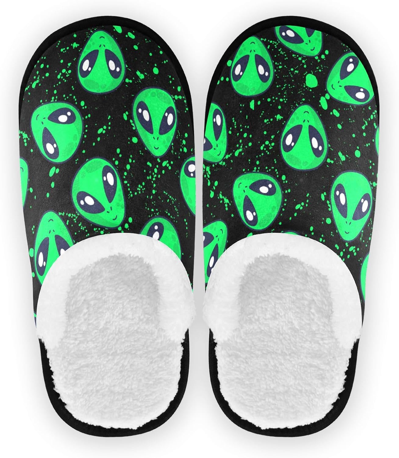 

Домашние тапочки JHKKU из мягкого ворса, теплые, нескользящие, для женщин и мужчин, уютные, для дома и путешествий, Alien Print