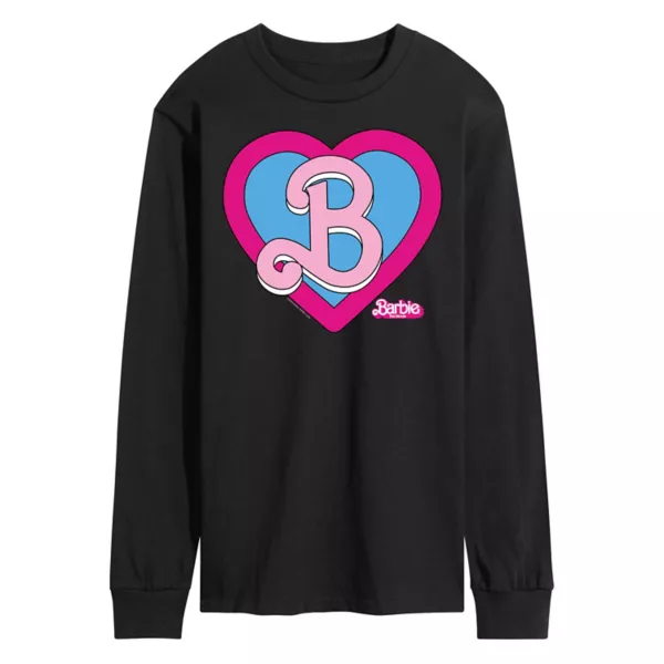 

Мужская футболка с длинным рукавом Barbie Theatrical Heart Crest Licensed Character, черный