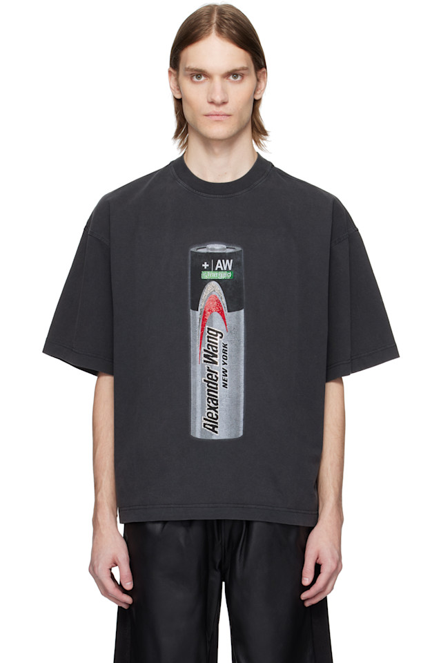 

Футболка с принтом в виде логотипа Battery Alexander Wang, черный