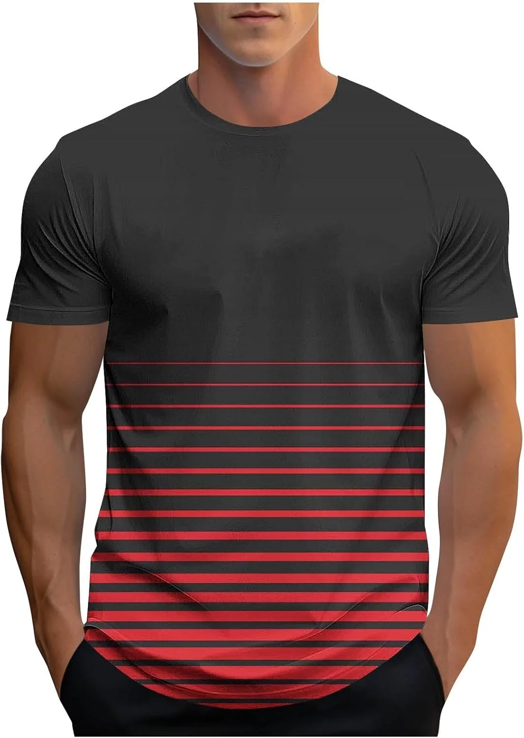 

Мужская футболка с коротким рукавом, легкая, полосатая, для лета