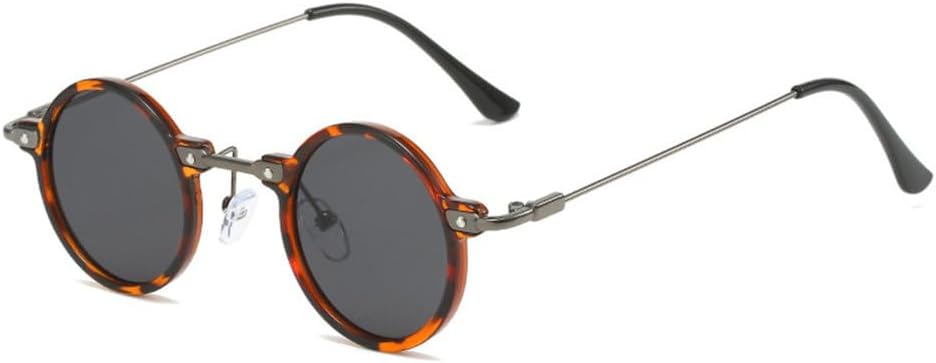 

Ретро-стимпанк, маленькие круглые мужские солнцезащитные очки, модные женские очки с прозрачными линзами цвета океана, защита от УФ-излучения UV400 TYUVIVO, Leopard Grey