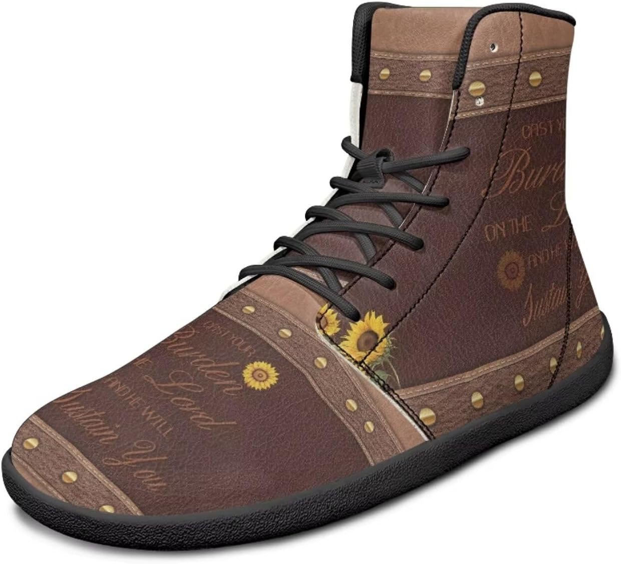 

High Top Bible Faith обувь Мужские кроссовки с резиновой подошвой Босиковые ботинки Заземленные обувь Противоскользящие спортивные кроссовки Watdotory, Bible Sunflower Pattern