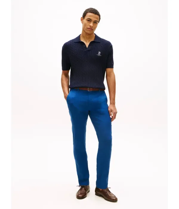 Льняные брюки-чиносы DENTON straight fit Tommy Hilfiger, синий — фото 2