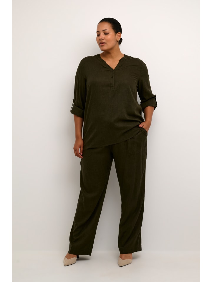 

KAFFE curve Блузка с длинными рукавами KCmille свободного кроя, цвет «Лесная ночь»