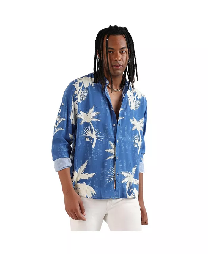

Мужская рубашка EcoLiva Cobalt Blue Palm Tree Campus Sutra, синий