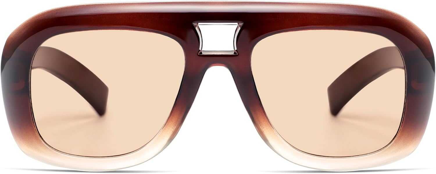 

Солнцезащитные очки-авиаторы SOJOS в стиле ретро, ​​увеличенного размера, для женщин и мужчин, модные винтажные квадратные очки-авиаторы 90-х годов SJ2688, Brown Grading Frame Light Orange Lens