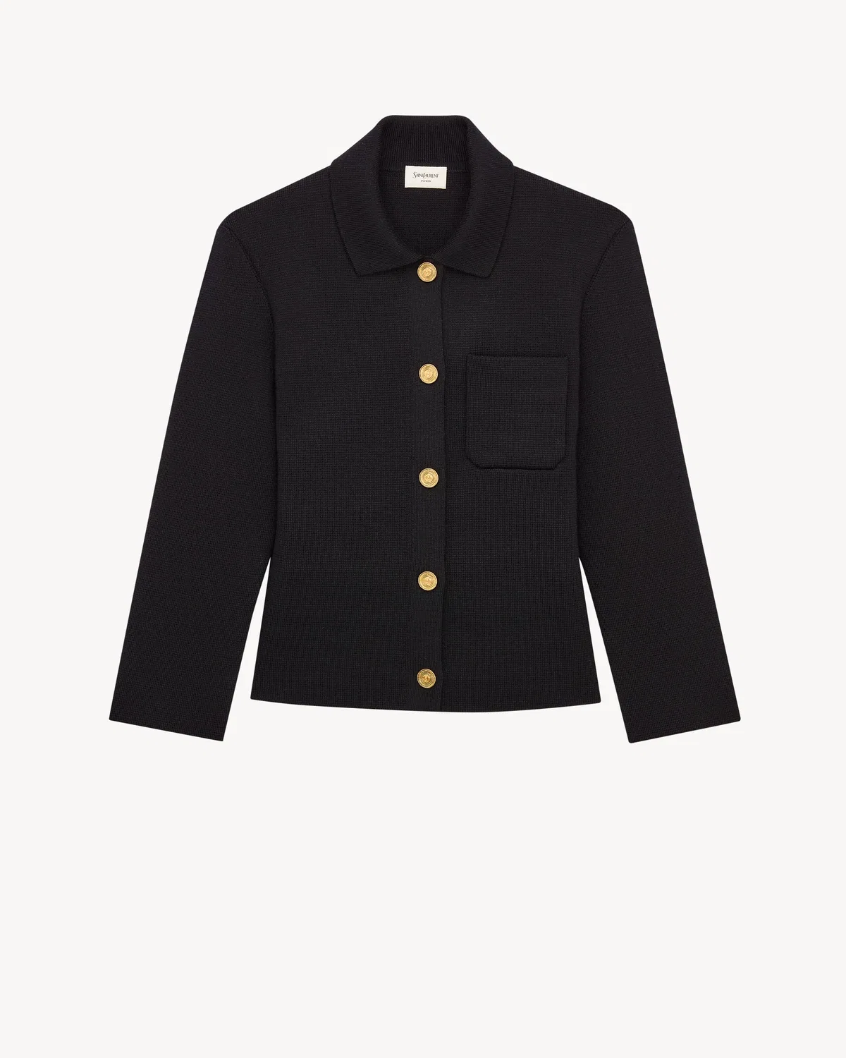 Поло-кардиган из шерсти Saint Laurent, черный