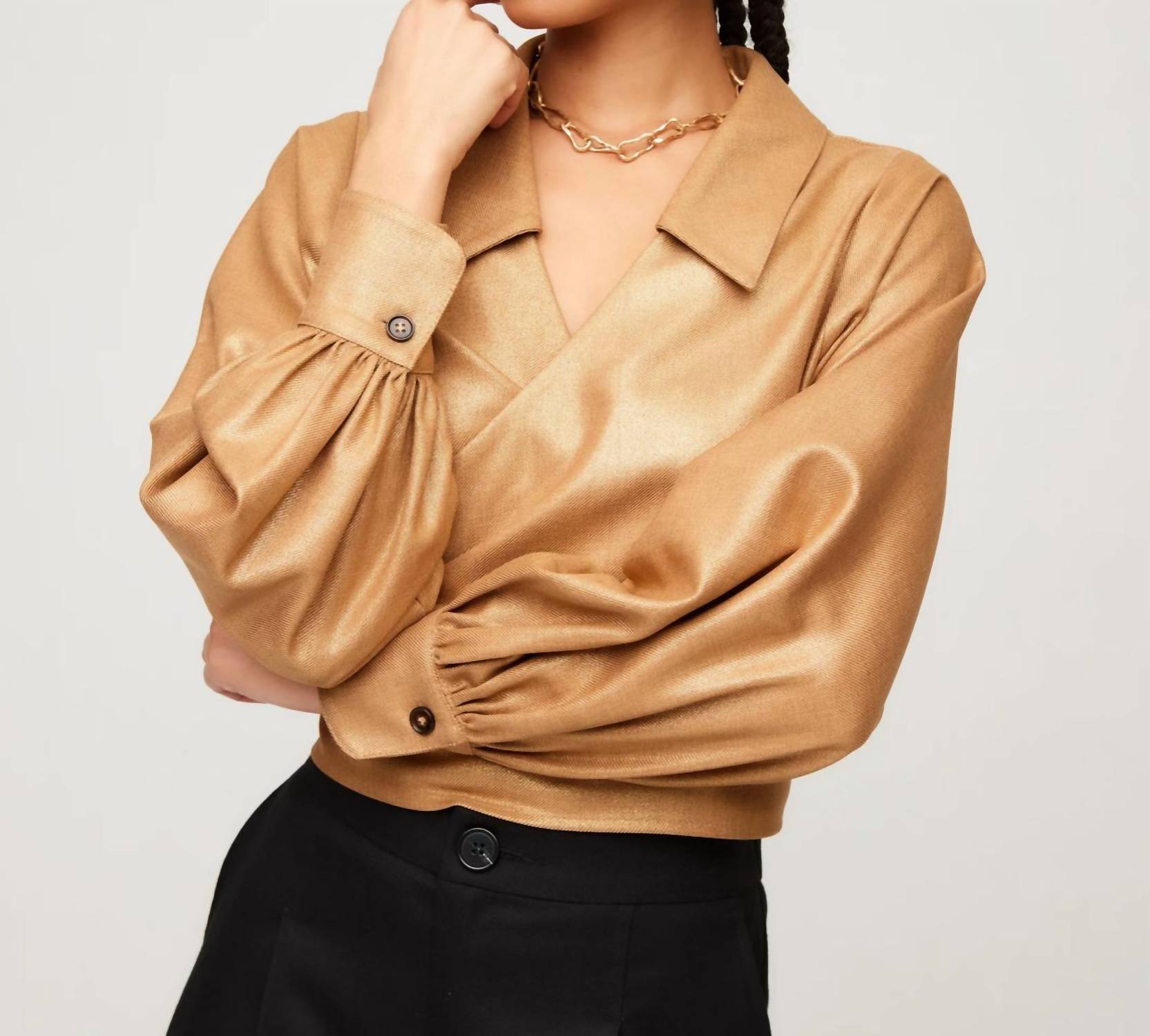

Рубашка Sloane Wrap цвета Camel Fifteen Twenty