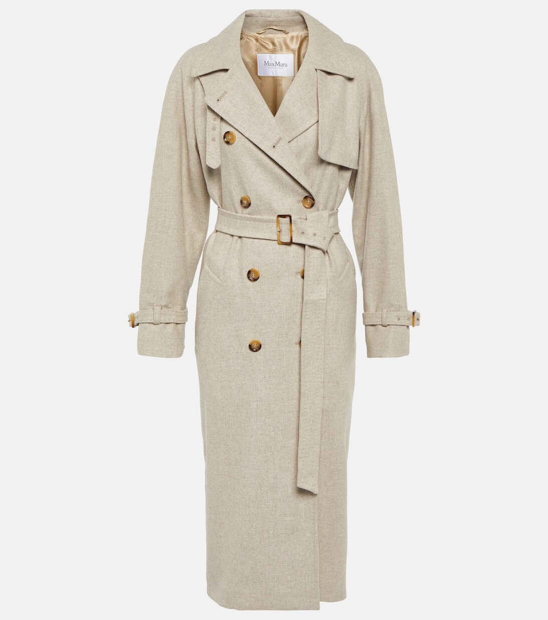 

Тренч murena из альпаки, кашемира и верблюжьего цвета Max Mara, бежевый