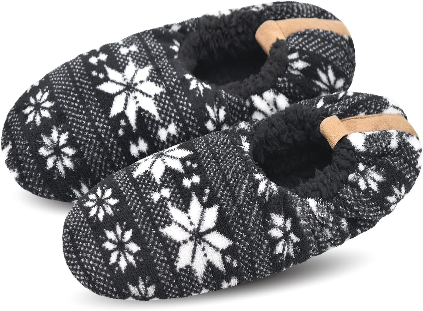 

Мужские мягкие носки-тапочки DICUIRD с противоскользящей подошвой, уютная и теплая подкладка из шерпы, домашние тапочки с мягкой подошвой, черный