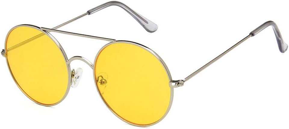 

Классические маленькие круглые солнцезащитные очки для мужчин, роскошные металлические солнцезащитные очки для мужчин, модные очки для вождения и отдыха, защита от УФ-излучения UV400 TKKTLLT, Silver Yellow