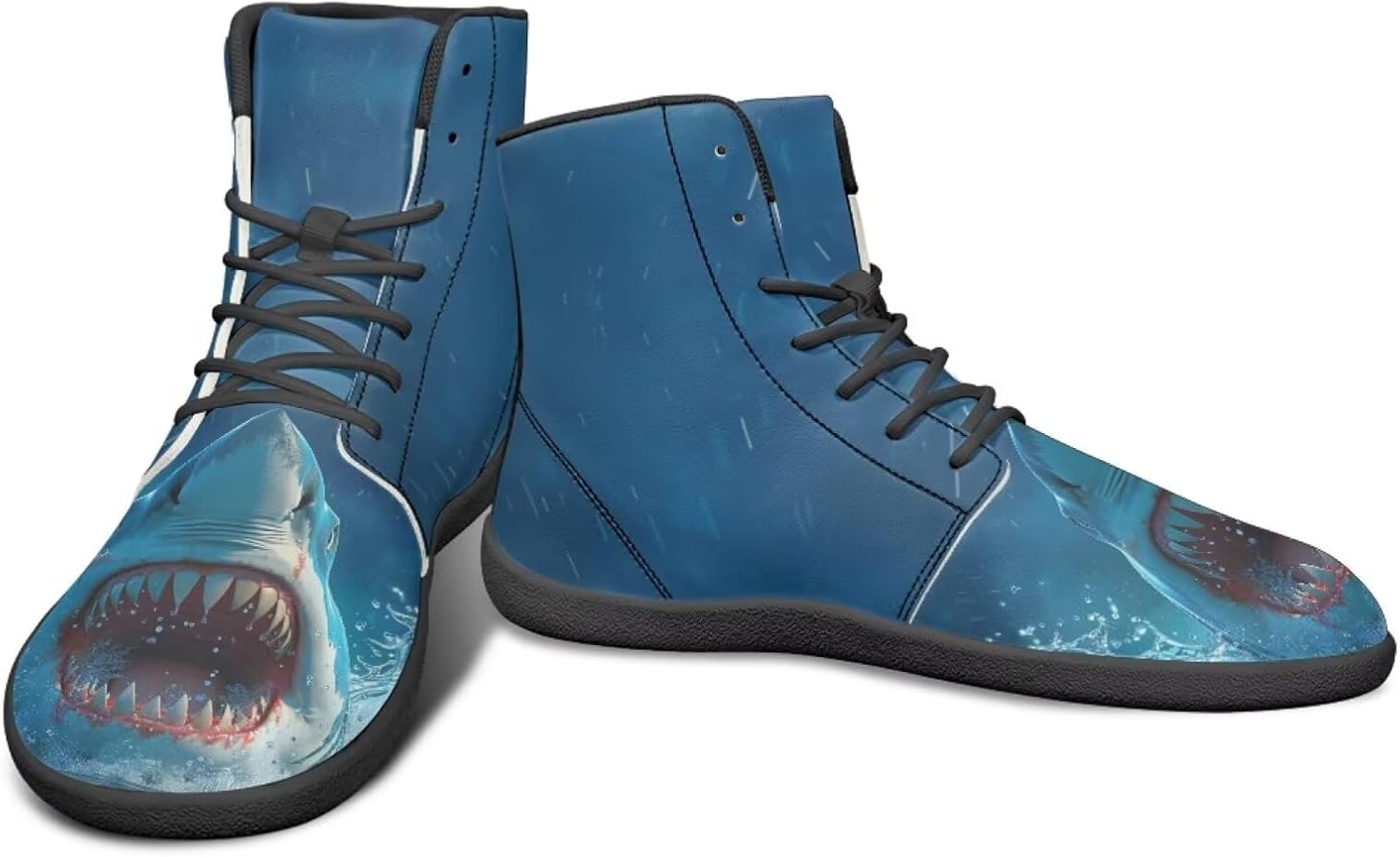 

Высокие кроссовки с морским животным принтом и обувь для босоного ходьбы, заземляющие кроссовки для мужчин, обувь для кросс-тренинга и путешествий Watdotory, Fierce Shark Design