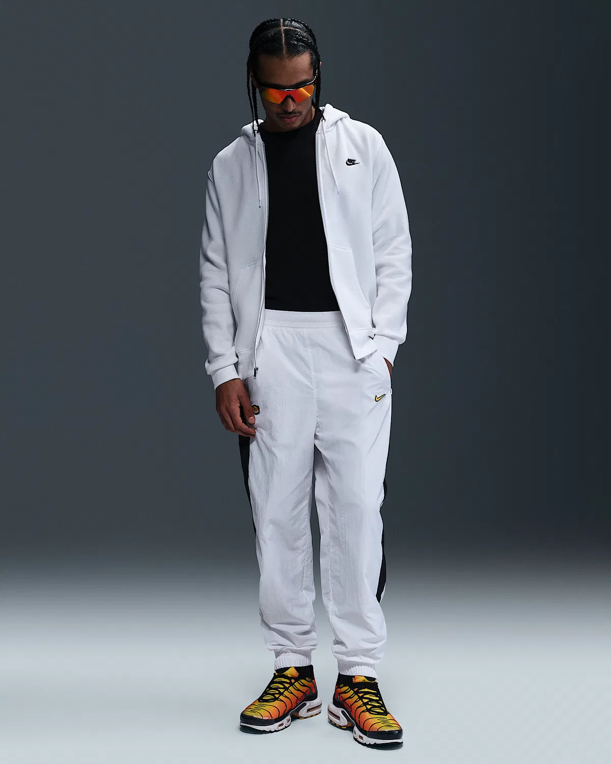 Мужская флисовая кофта на молнии Nike Club, White/White/Black — фото 4