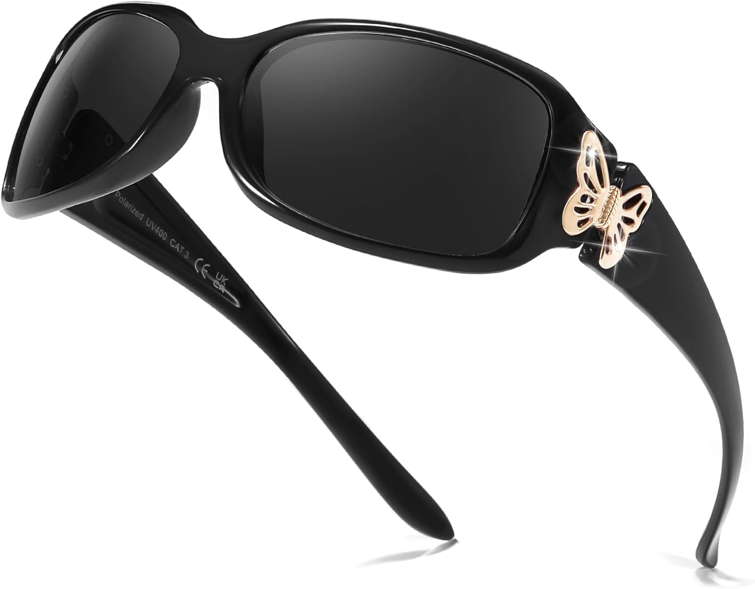 

TJUTR Модные поляризованные солнцезащитные очки для женщин, дизайнерские солнцезащитные очки Jackie-O с обтекаемой формой и защитой от УФ-излучения UV400 TS022, A2 Black/Grey