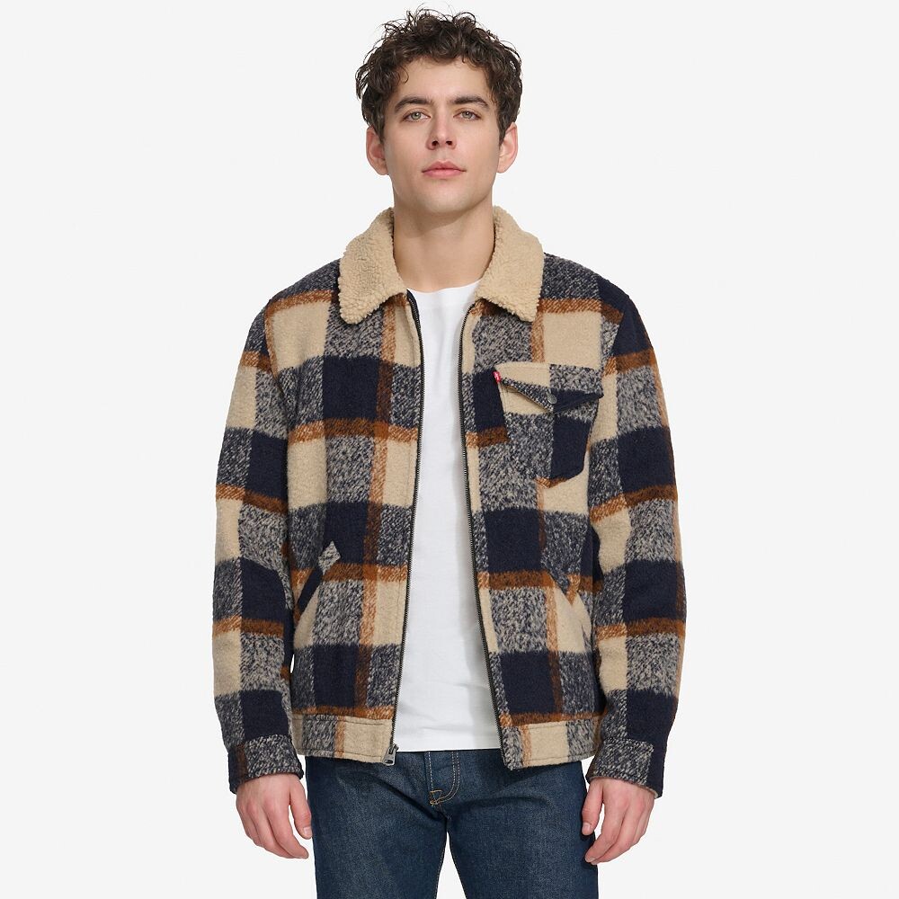 

Мужская куртка Depot из смесовой шерсти Levi's с воротником из шерпы, цвет Skater Plaid