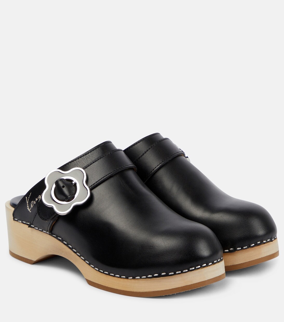 Кожаные сабо с пряжкой Kenzo, черный